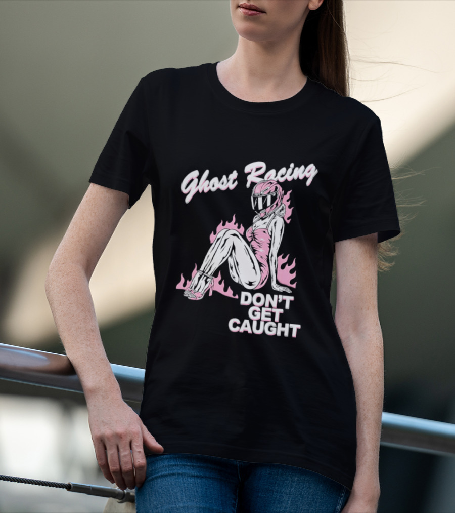 Ghost Racing Don't Get Caught Flaming Helmeted Figure T-Shirt