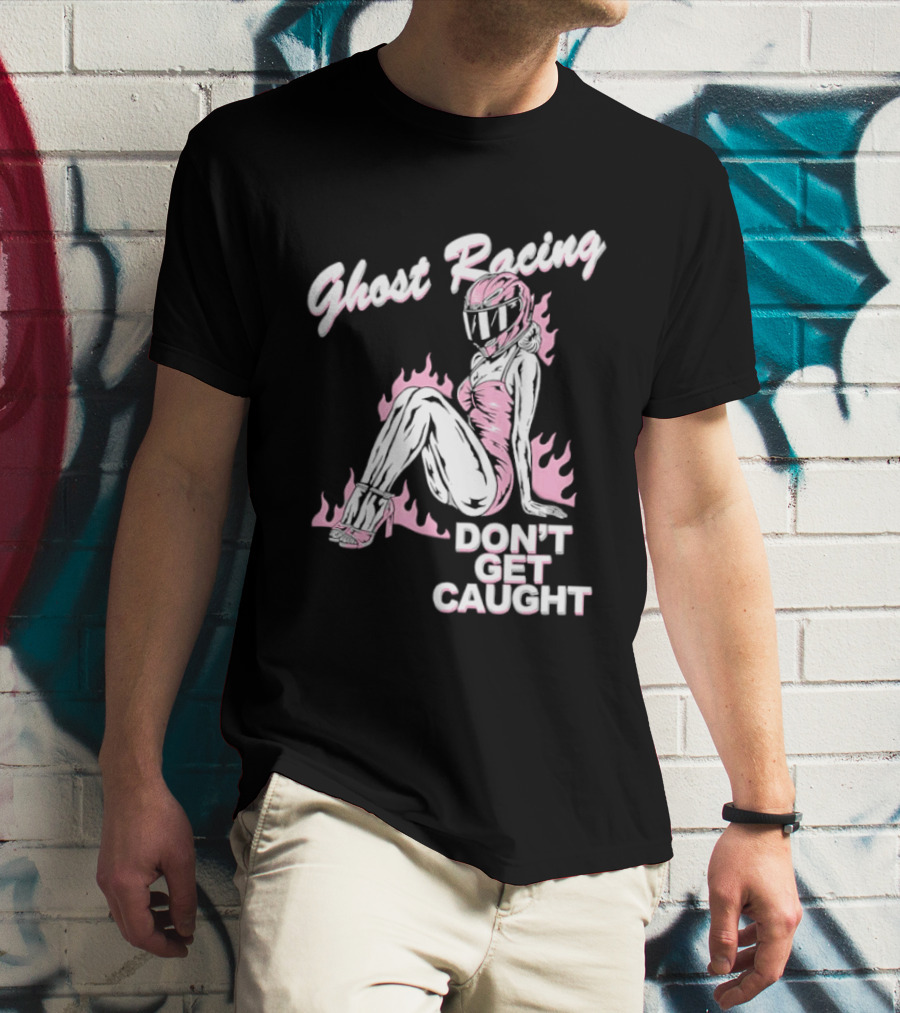 Ghost Racing Don't Get Caught Flaming Helmeted Figure T-Shirt
