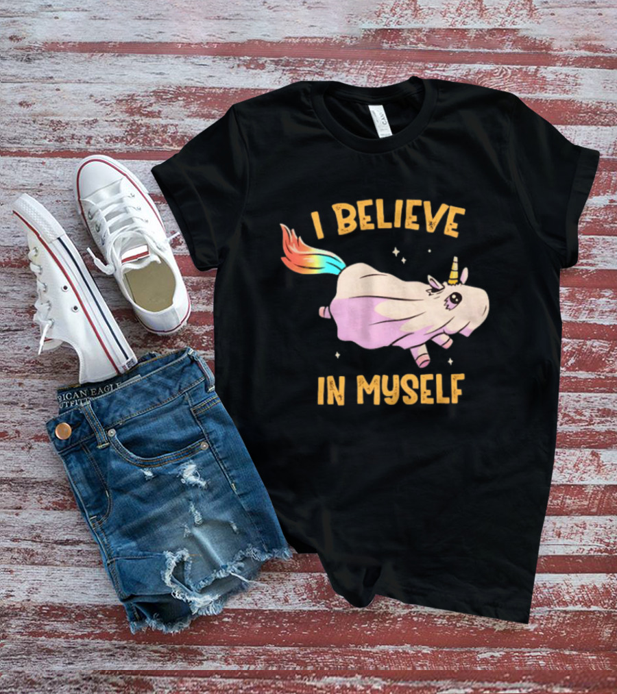 Unicorn I Believe In Myself Floating Rainbow Mane Kawaii T-Shirt
