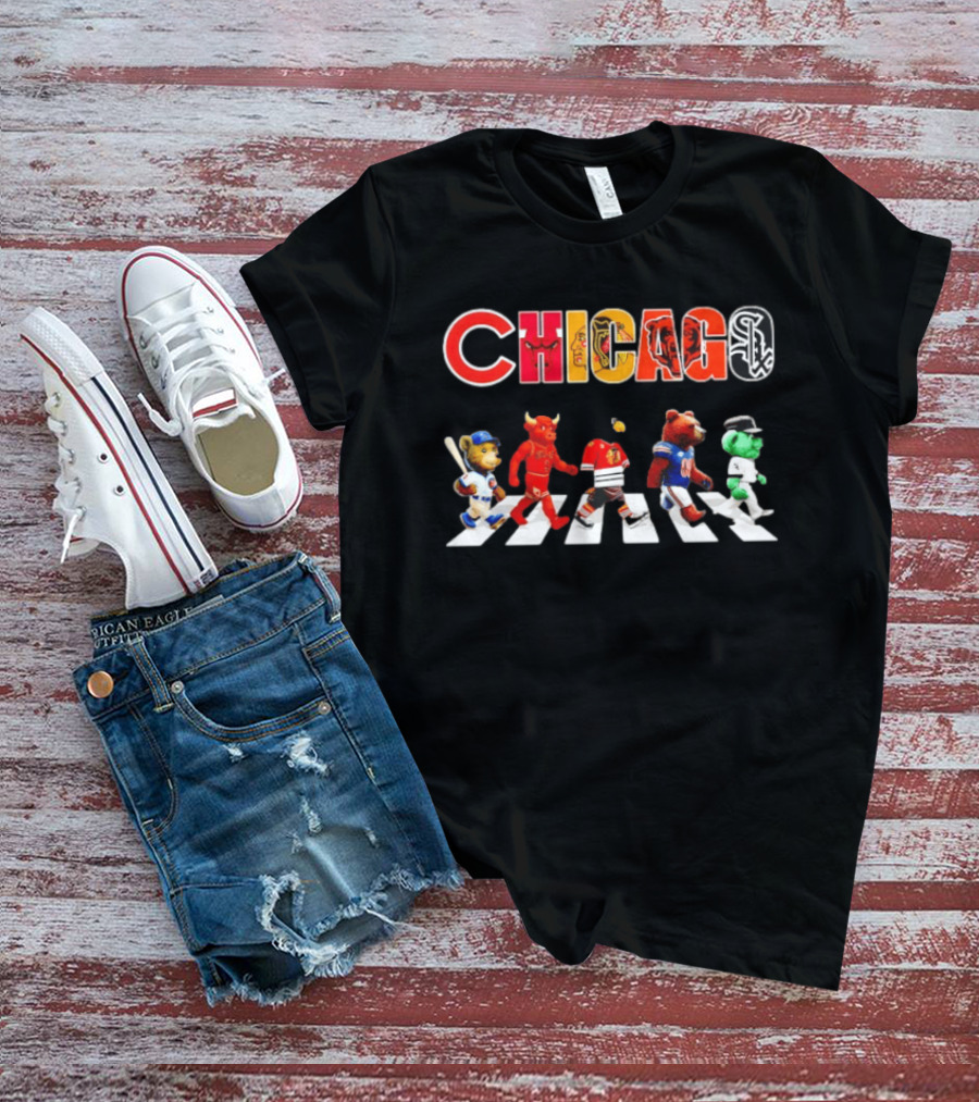 Chicago Bulls Blackhawks Bears White Sox Cubs Abbey Road Streetxty T-Shirt