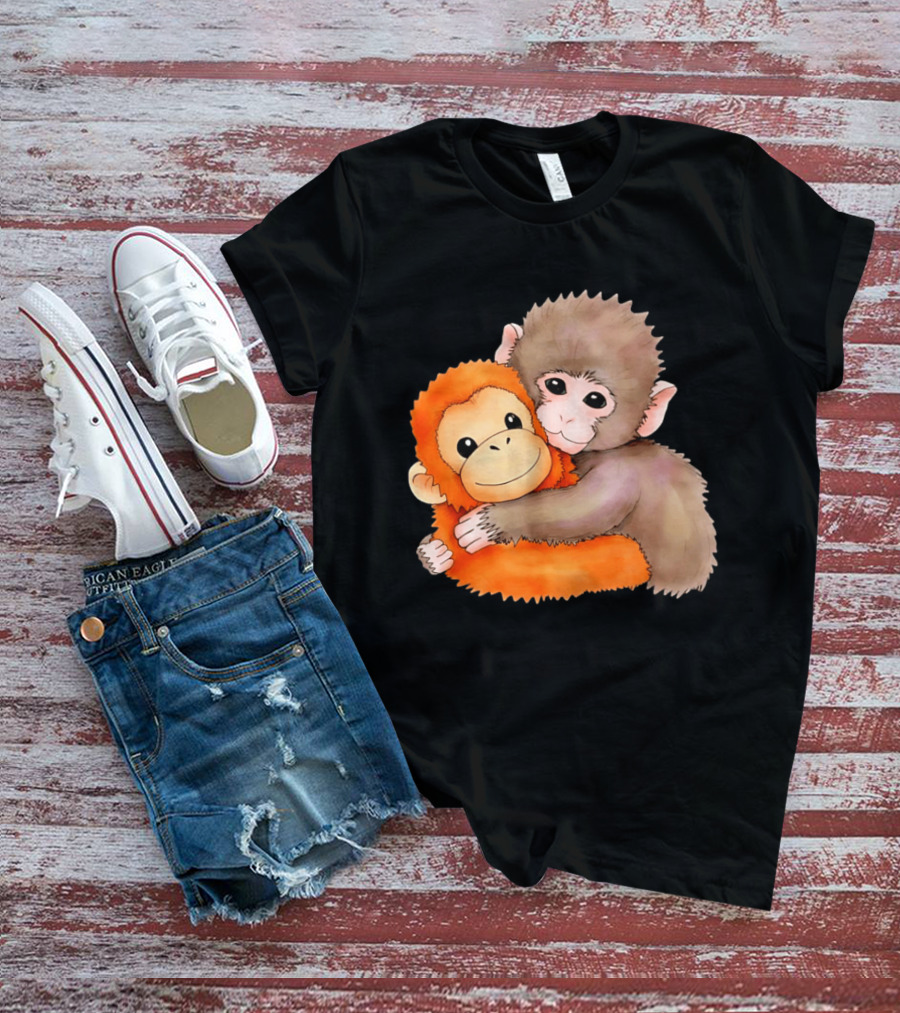 Baby Monkey Named Punch Hugging Meme Cute Animal Friendship T-Shirt