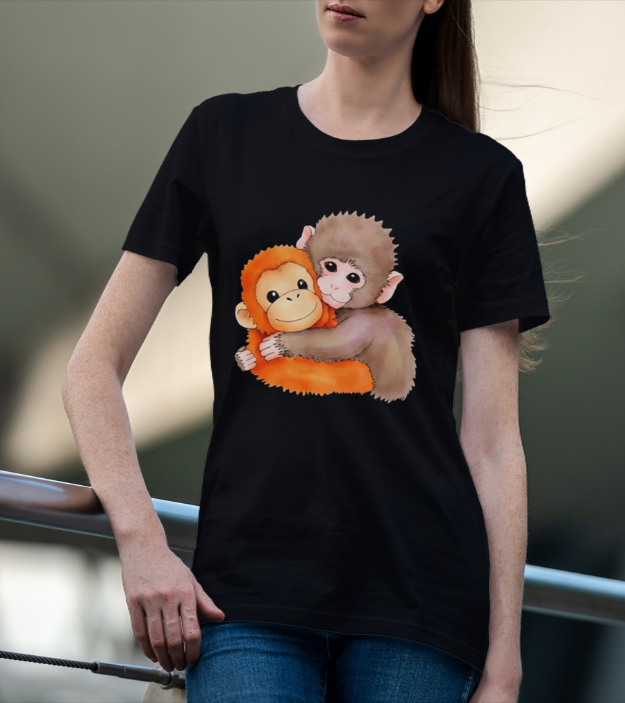 Baby Monkey Named Punch Hugging Meme Cute Animal Friendship T-Shirt