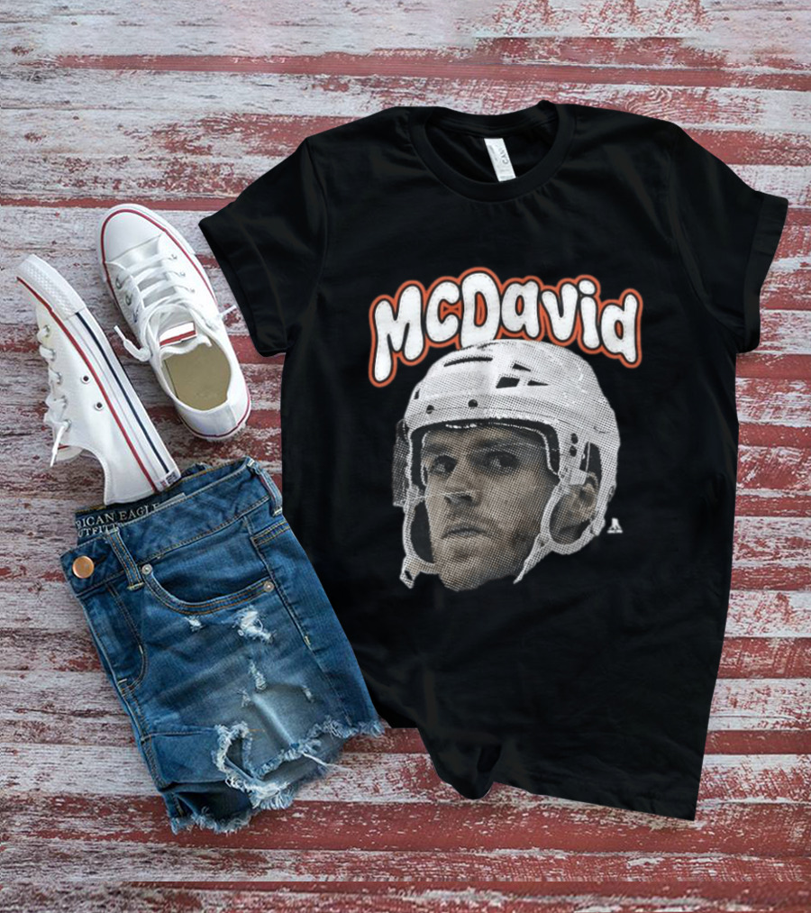 Connor McDavid Edmonton Oilers Hockey Big Face Bold Text NHL Fan T-Shirt