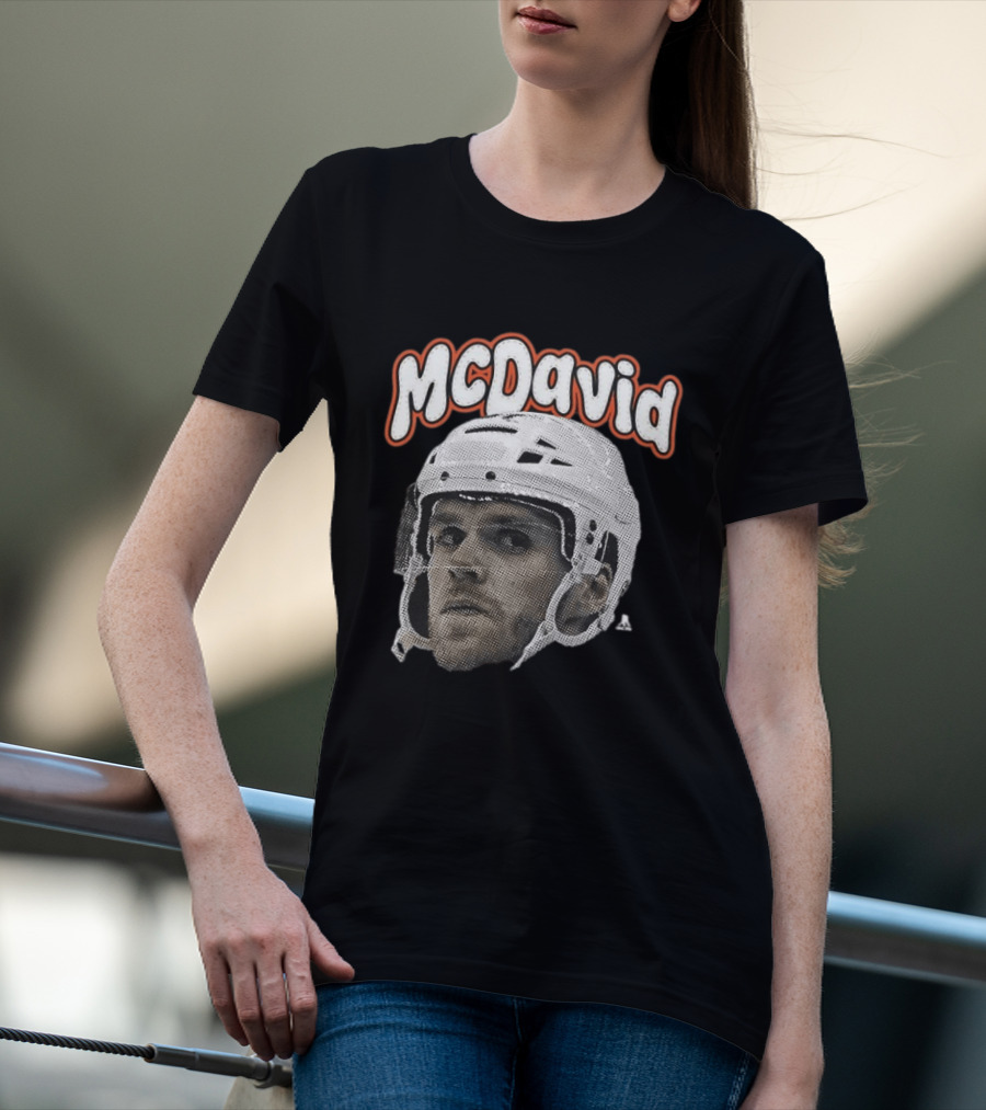 Connor McDavid Edmonton Oilers Hockey Big Face Bold Text NHL Fan T-Shirt