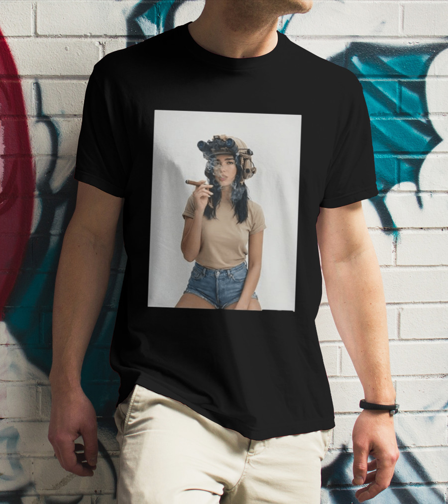 D Lipa Smoking Cigar Night Vision Helmet Aesthetic T-Shirt