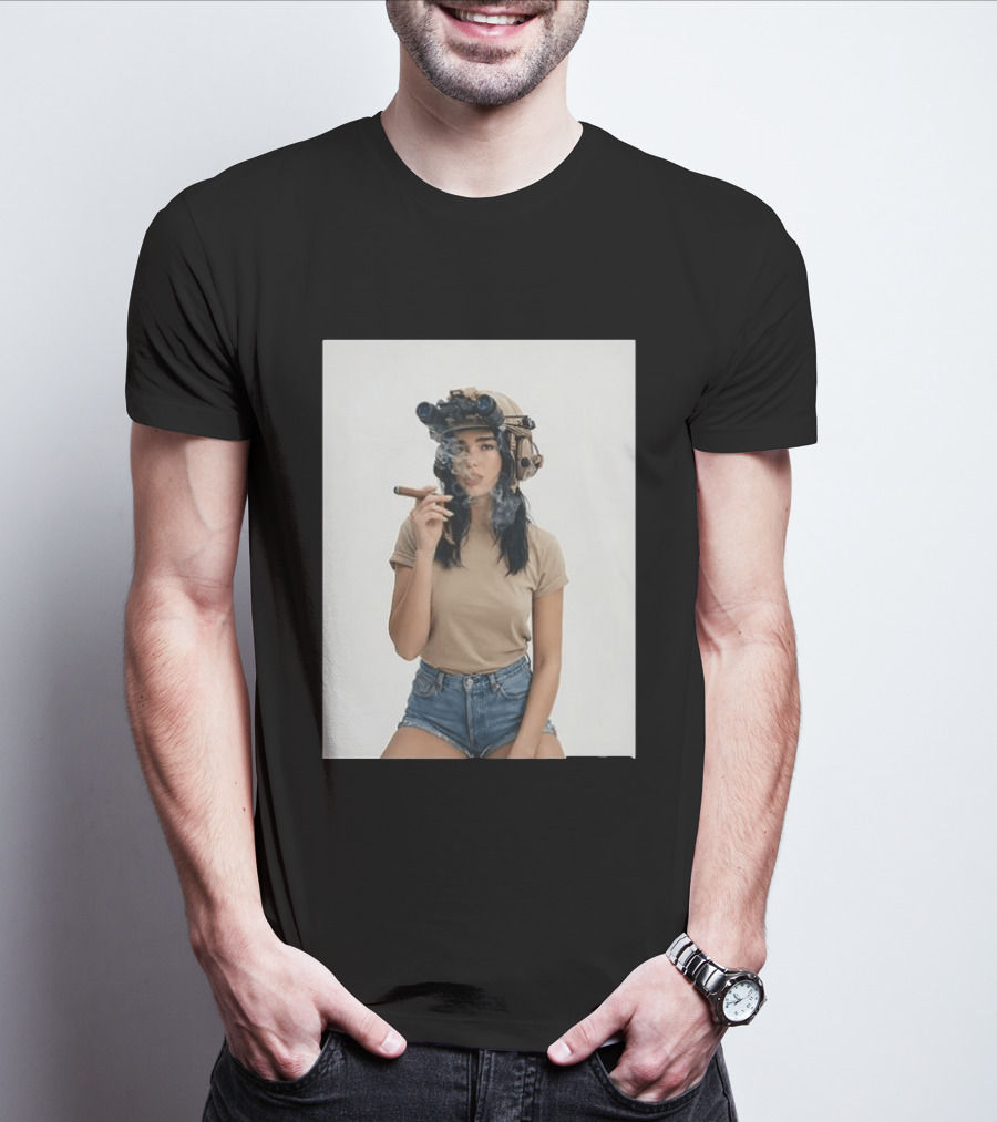 D Lipa Smoking Cigar Night Vision Helmet Aesthetic T-Shirt