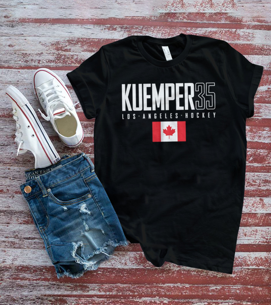 Kuemper 35 Los Angeles Hockey Canada Flag T-Shirt