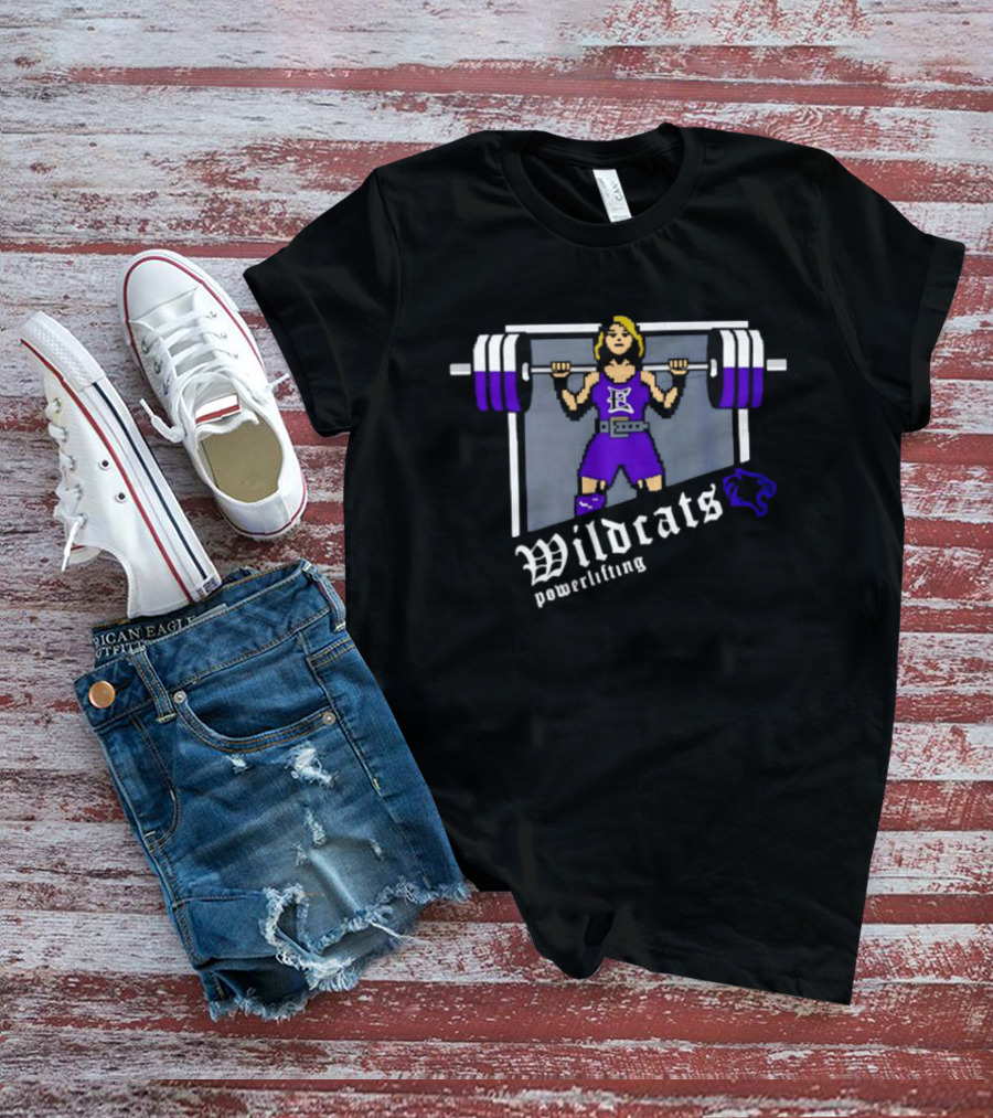 Elgin Wildcats Powerlifting Pixel Weightlifter Embroidery T-Shirt