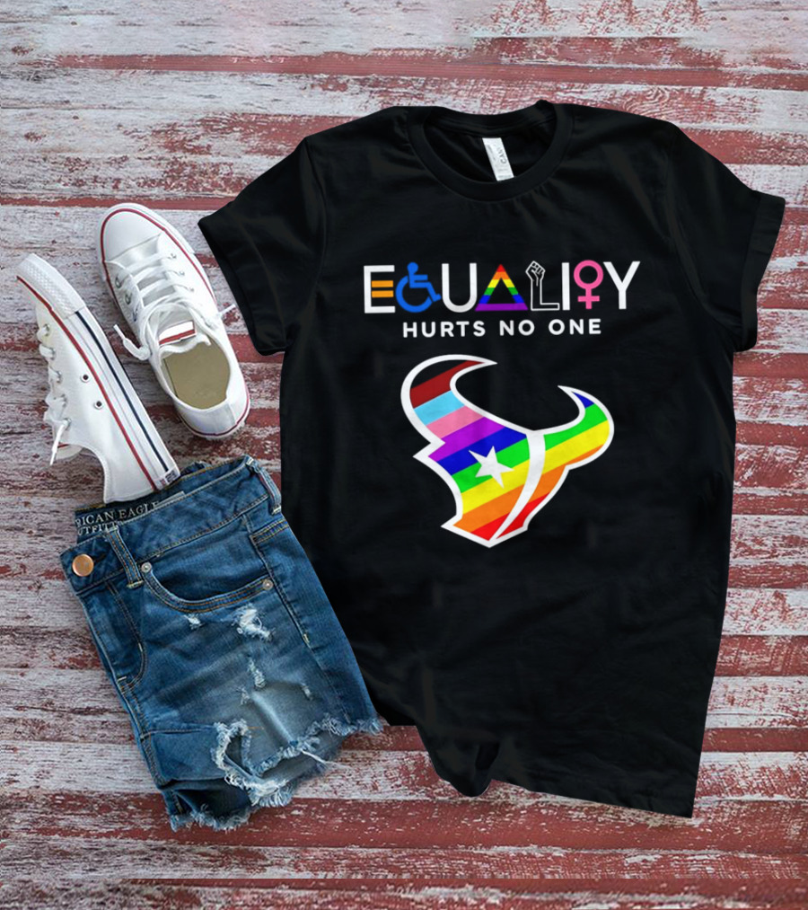 Houston Texans Equality Rainbow Logo Hurts No One T-Shirt