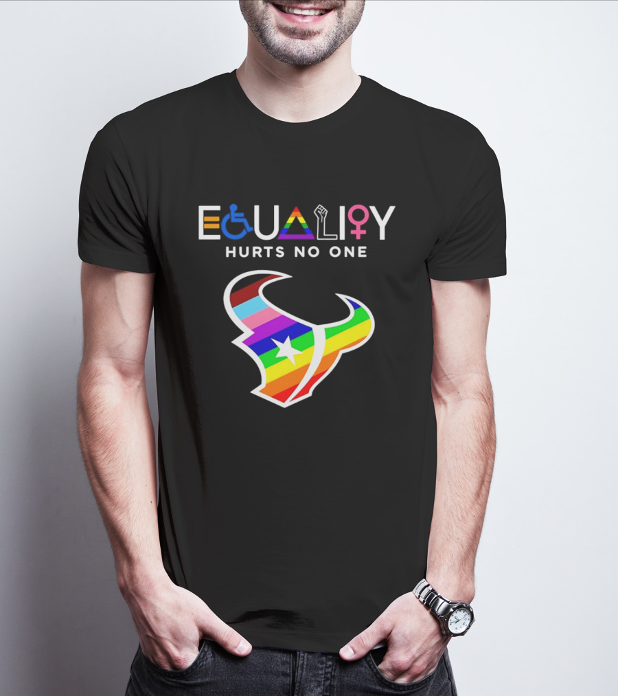 Houston Texans Equality Rainbow Logo Hurts No One T-Shirt