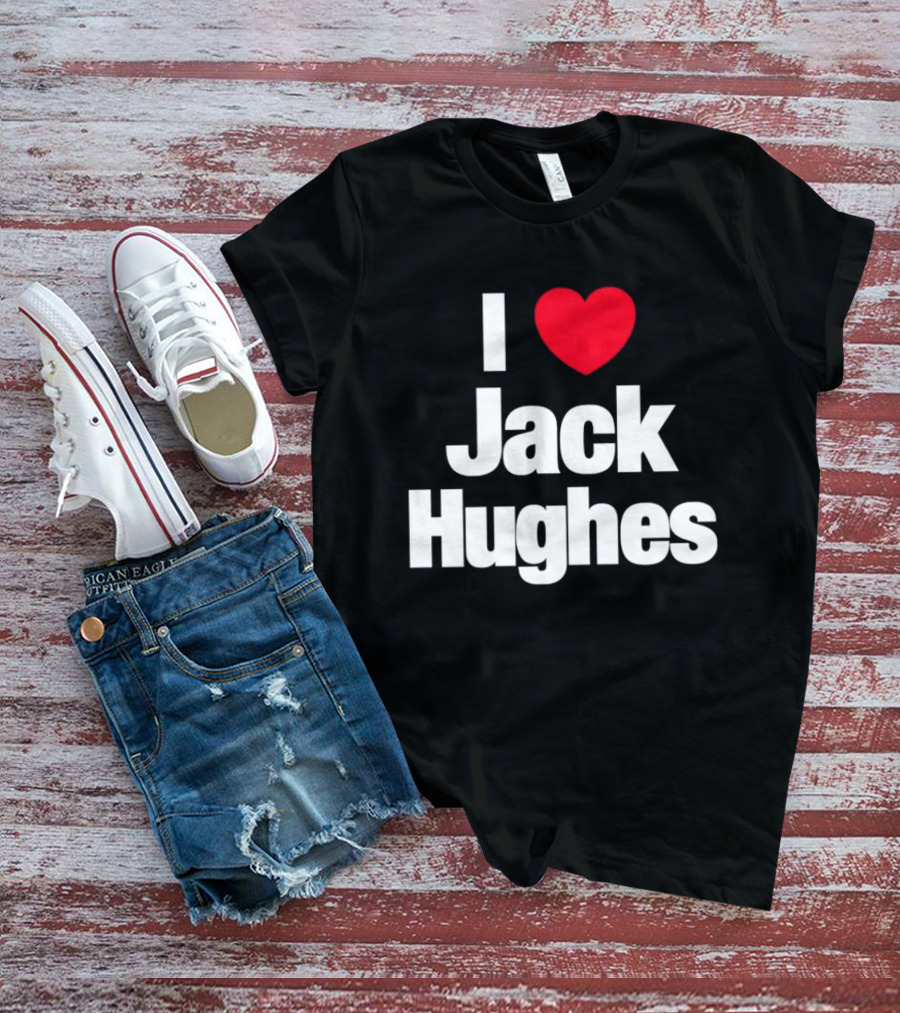 I Love Jack Hughes New Jersey Devils Heart Fan T-Shirt