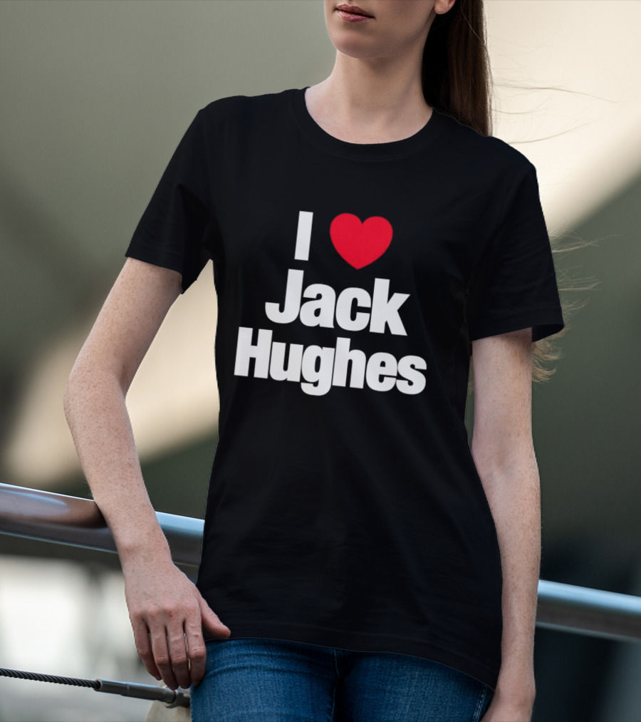 I Love Jack Hughes New Jersey Devils Heart Fan T-Shirt