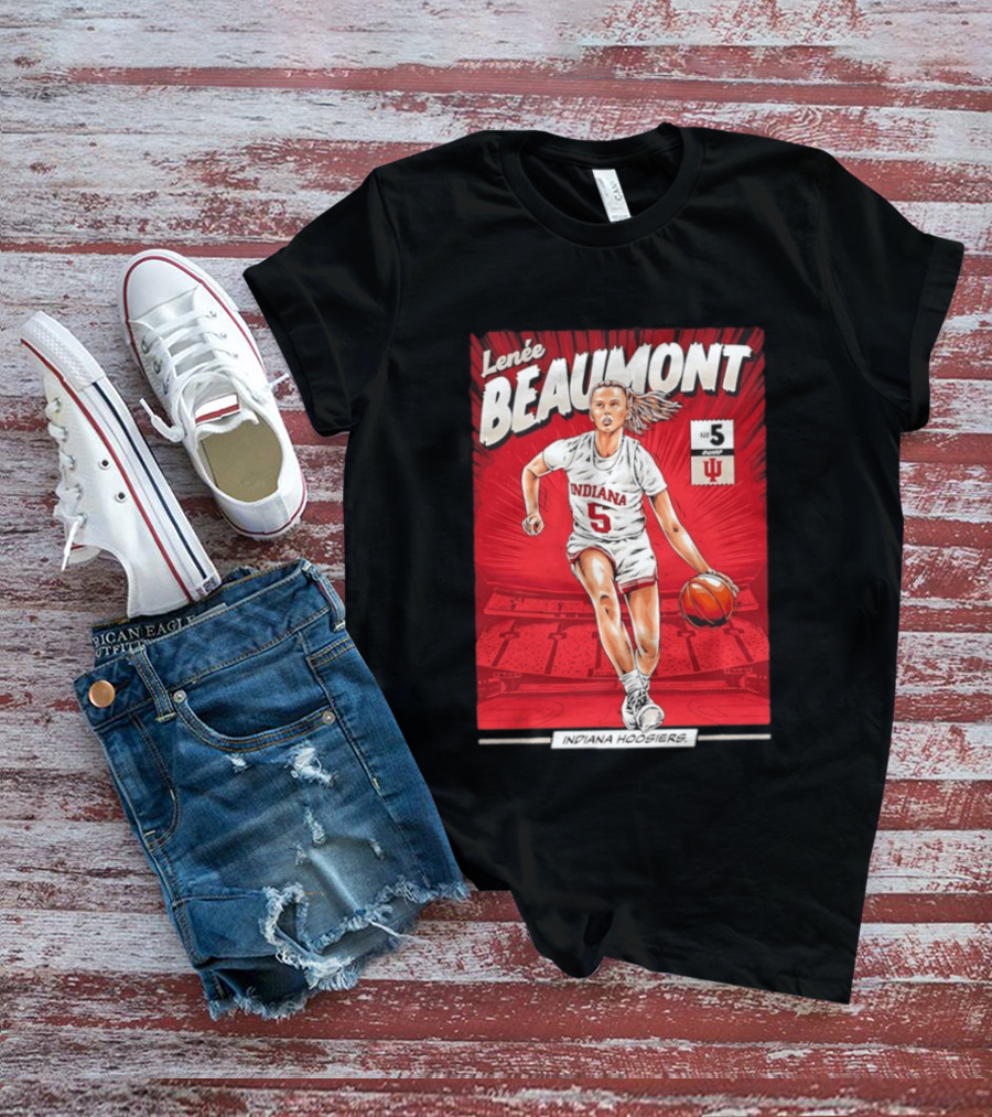 Lenée Beaumont Indiana Hoosiers No 5 Comic Basketball Athlete T-Shirt