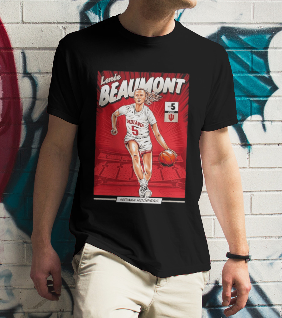 Lenée Beaumont Indiana Hoosiers No 5 Comic Basketball Athlete T-Shirt