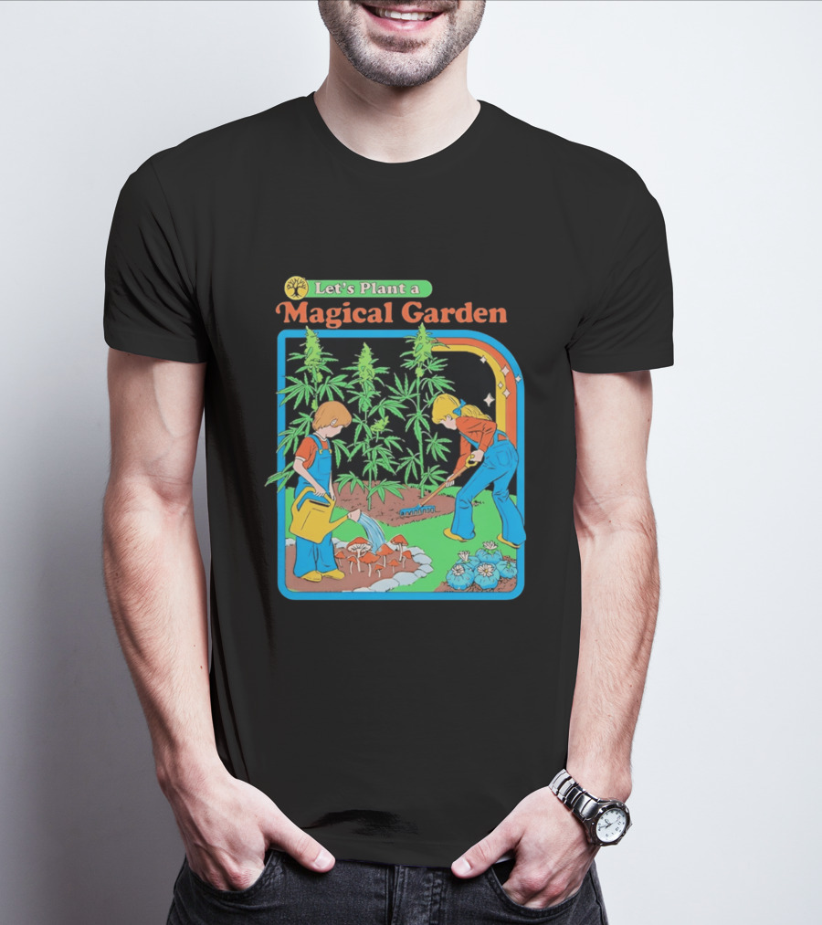 Let's Plant A Magical Garden Children Steven Rhodes Retro Gardening Adventure T-Shirt