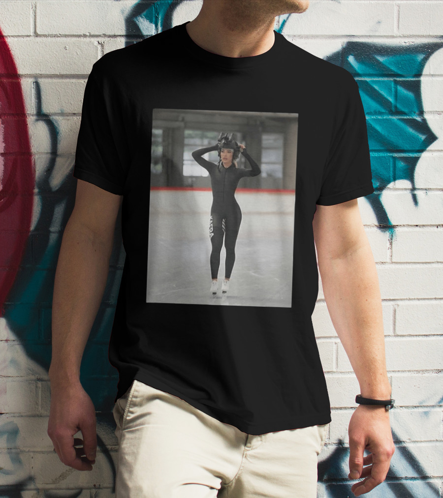 Jutta Leerdam Speed Skating Night Vision Helmet And Suit Ice Rink T-Shirt
