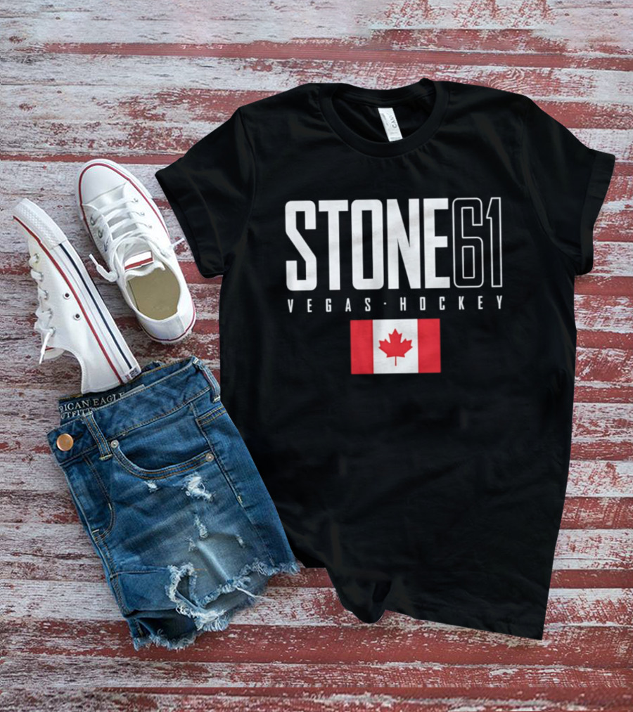 Vegas Hockey Stone 61 Canada Flag T-Shirt