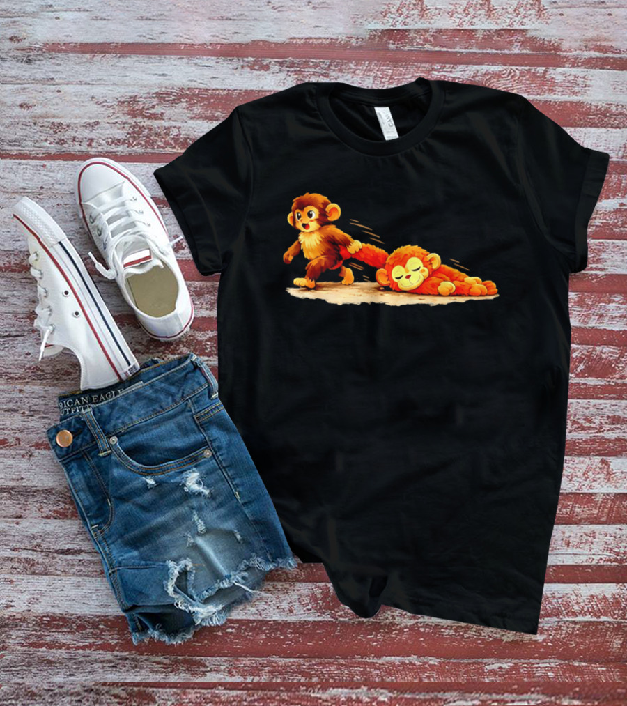 Monkey Baby Pulling Sleeping Monkey Meme T-Shirt