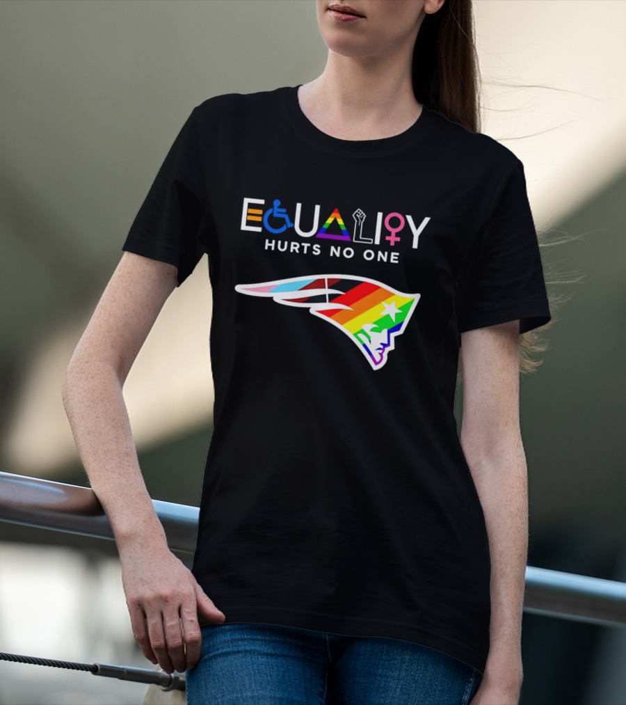 New England Patriots Equality Hurts No One Inclusive Pride Logos T-Shirt