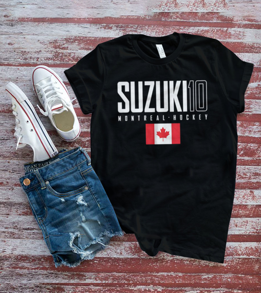 Montreal Hockey Suzuki 10 Canada Flag T-Shirt