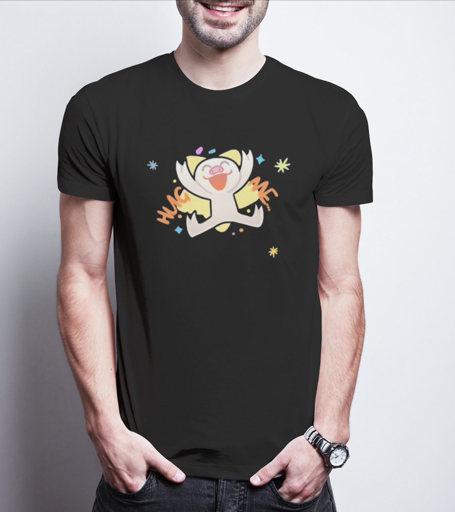 Shovda Hug Me Cute Cartoon Pig With Colorful Stars And Burst T-Shirt
