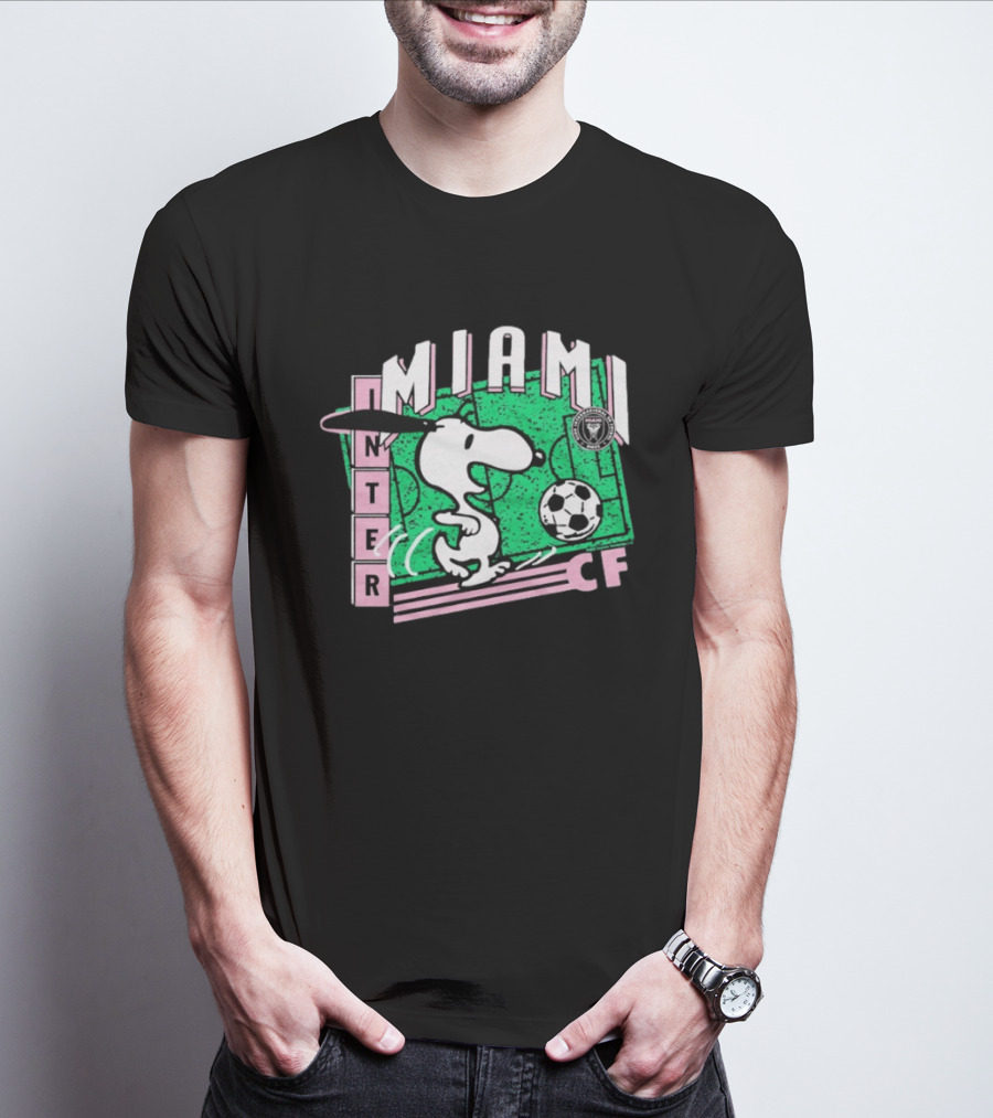 Inter Miami CF Snoopy Soccer Peanuts Collaboration T-Shirt