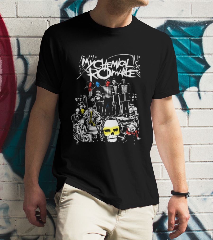 Skeletons My Chemical Romance Three Cheers Graffiti Rock T-Shirt