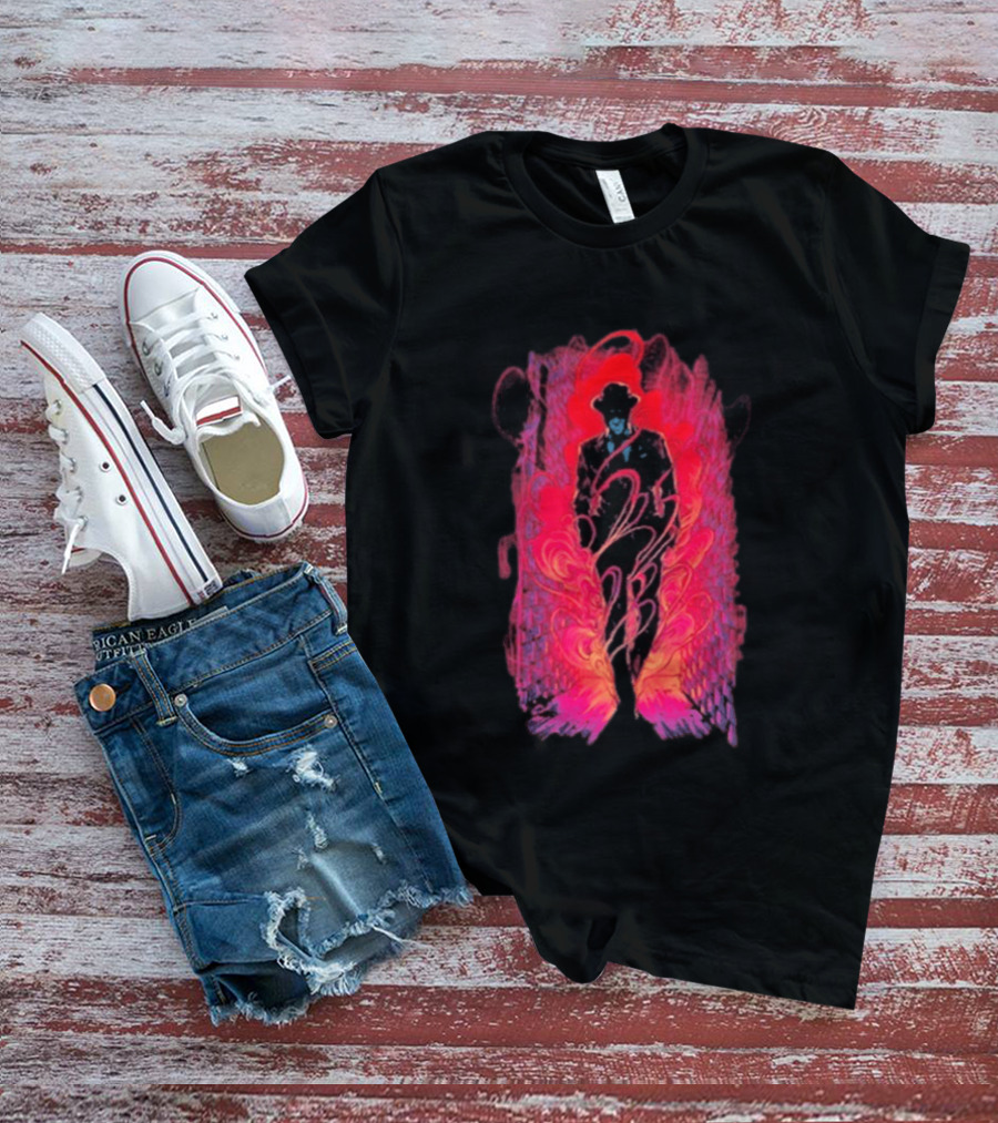 SmallAnt Alleyway Vibrant Silhouette With Swirling Neon T-Shirt