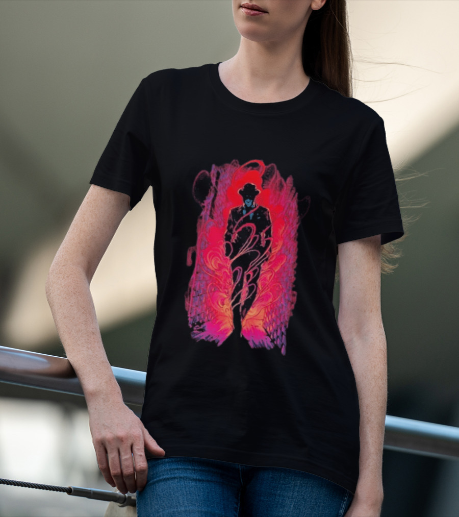 SmallAnt Alleyway Vibrant Silhouette With Swirling Neon T-Shirt