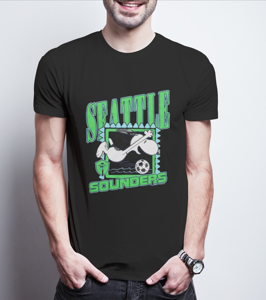 Peanuts Snoopy Seattle Sounders Soccer Collaboration T-Shirt
