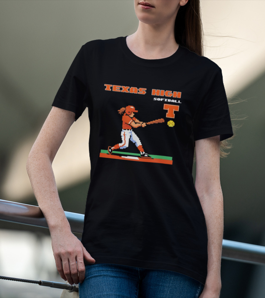 Texas High Softball Player Pixel Art T T-Shirt