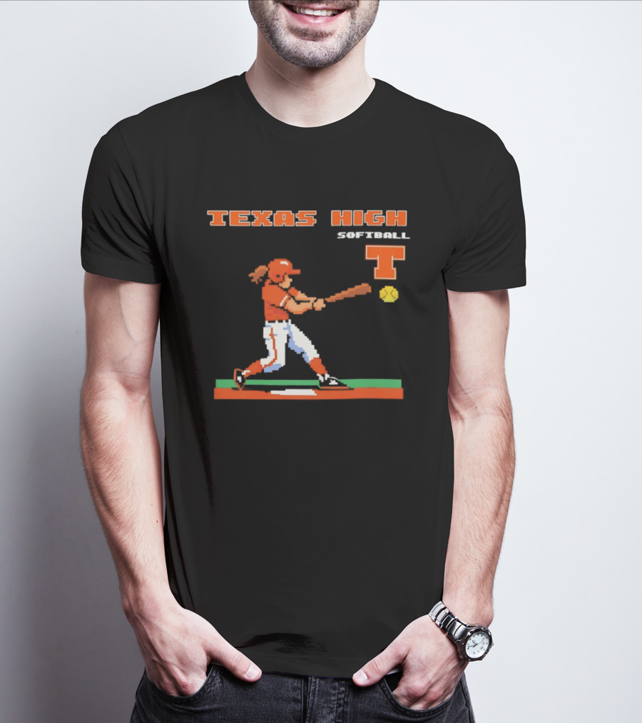 Texas High Softball Player Pixel Art T T-Shirt