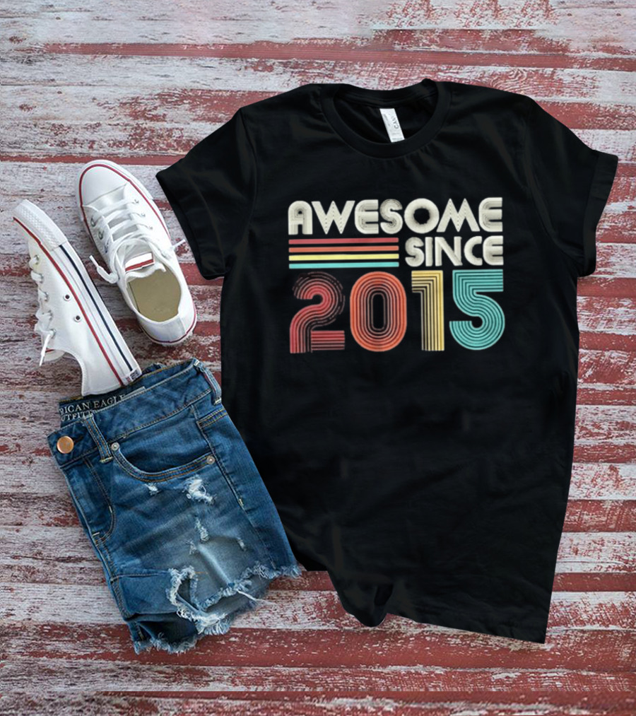 Awesome Since 2015 Retro Stripes T-Shirt