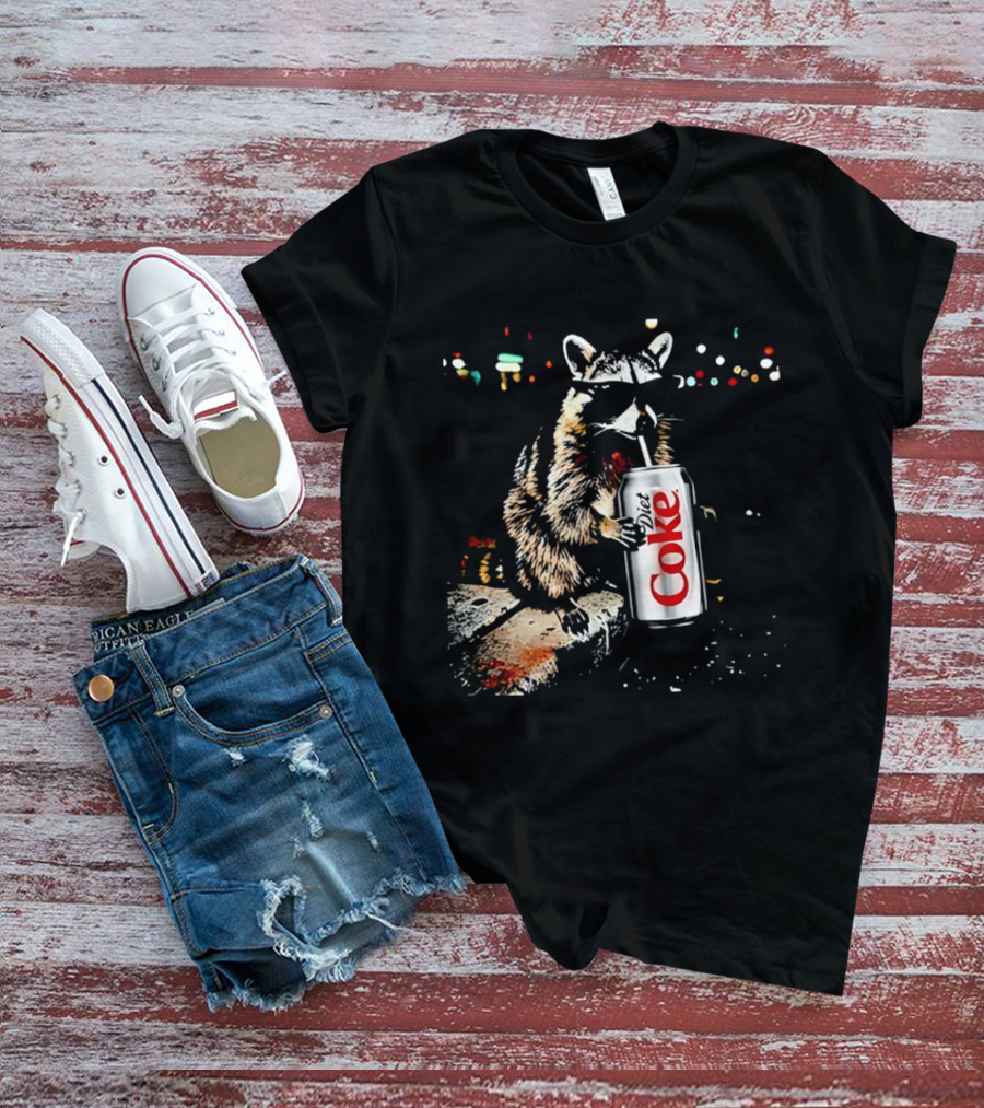 Three Raccoons Holding Diet Coke Can T-Shirt
