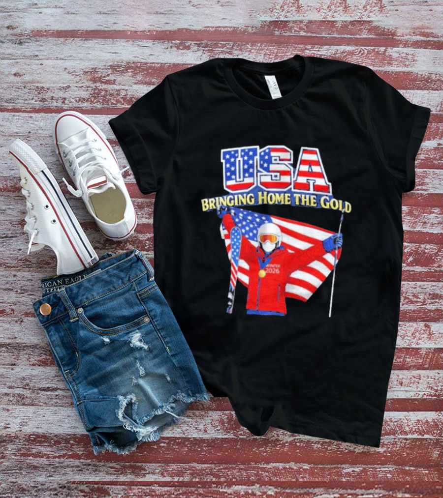 USA Bringing Home The Gold Winter 2026 Skiing Champion T-Shirt