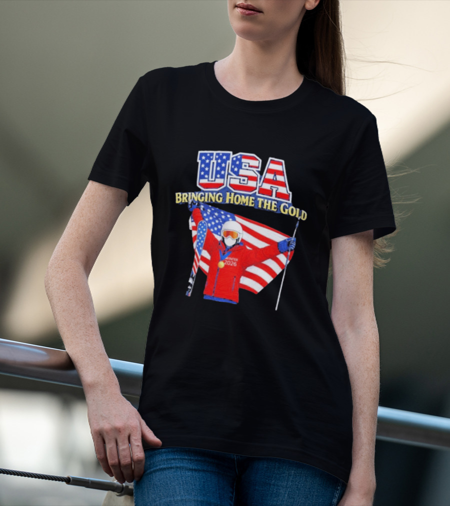 USA Bringing Home The Gold Winter 2026 Skiing Champion T-Shirt