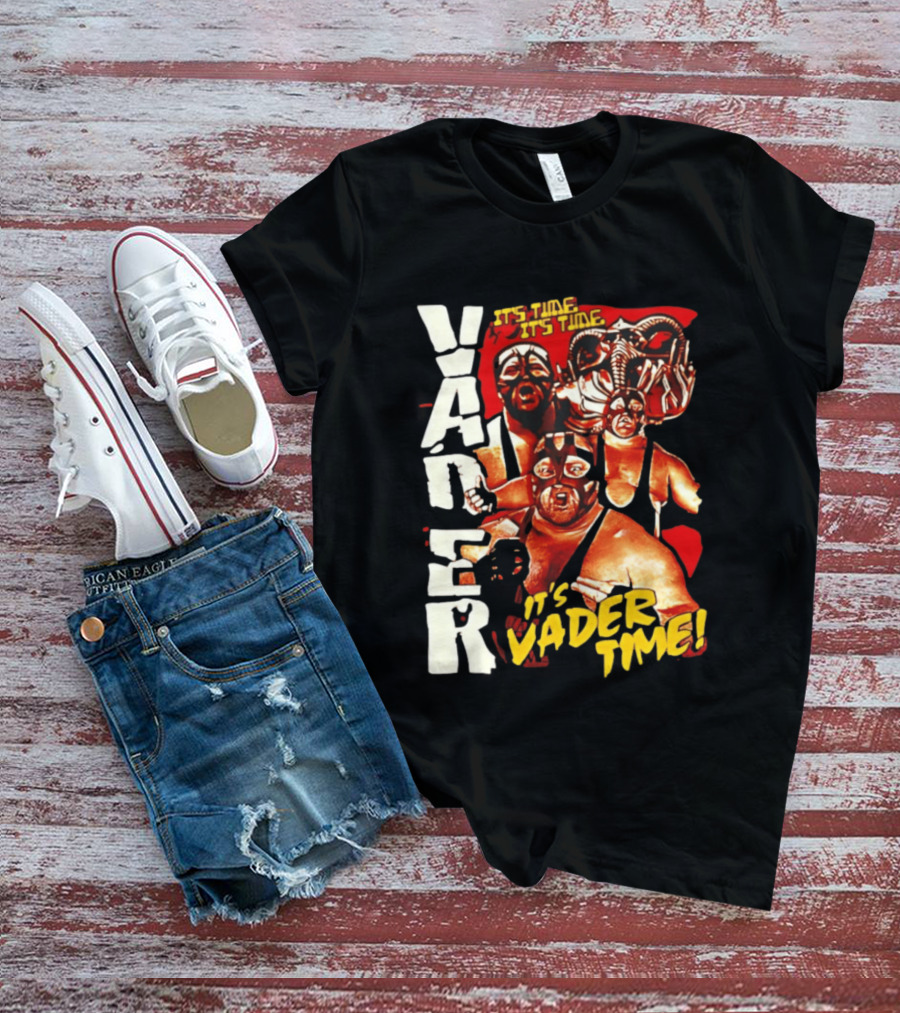 Vader It's Vader Time It's Time Wrestling Mask Collage T-Shirt