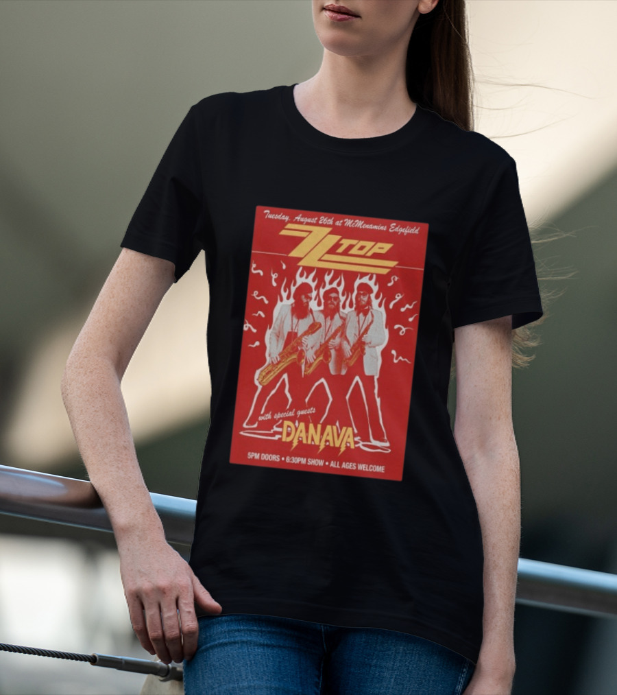 ZZTop Danava Tour McMenamins Edgefield August 26 All Ages Welcome T-Shirt