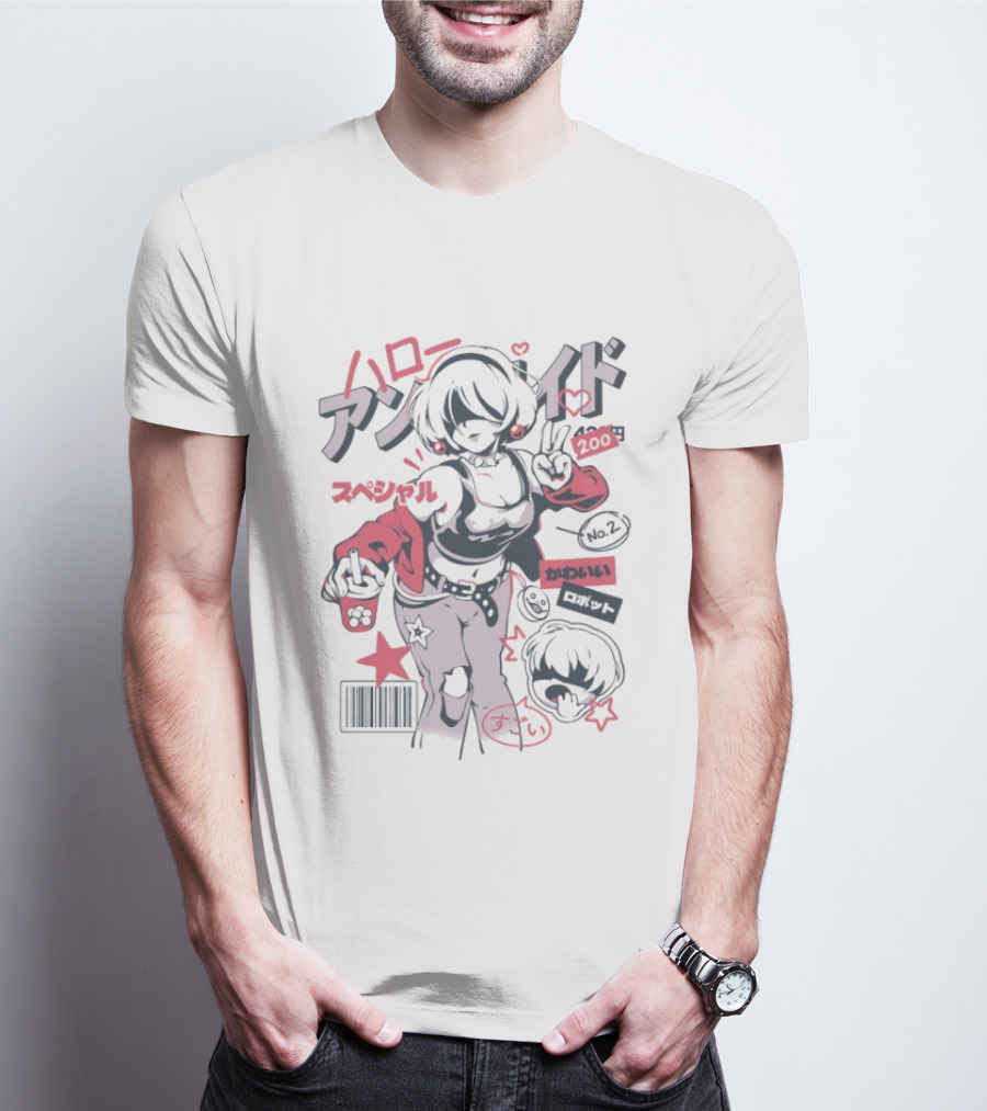 Hello Android No.2 Special Kawaii Robot Waifu Manga Aesthetic T-Shirt