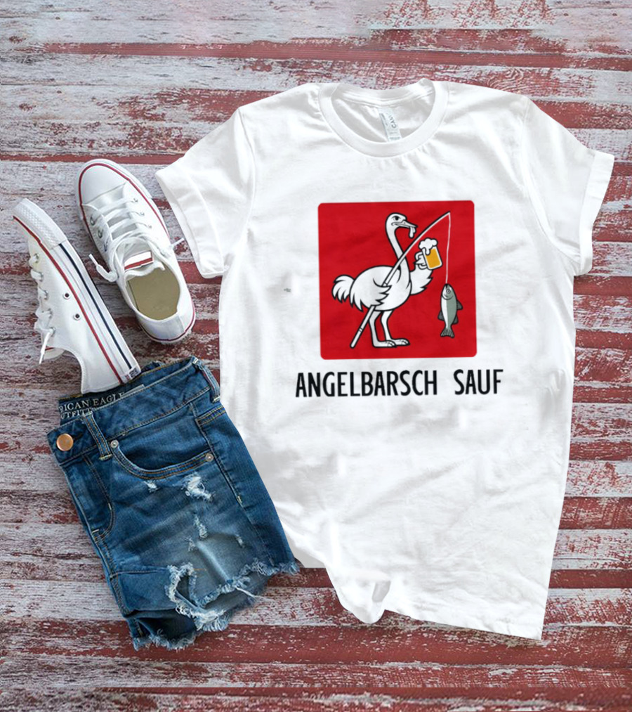 Angelbarsch Sauf Pelican Beer Fish Catching Fun T-Shirt