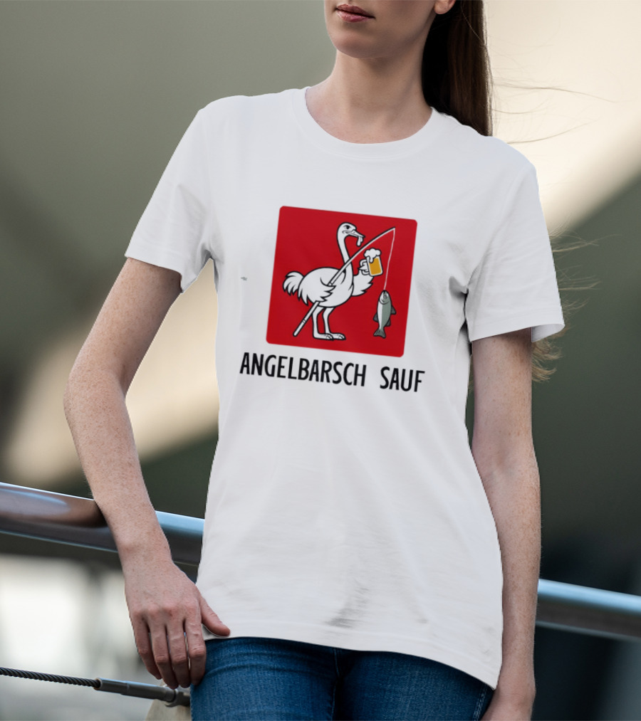 Angelbarsch Sauf Pelican Beer Fish Catching Fun T-Shirt