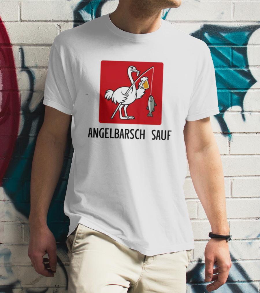 Angelbarsch Sauf Pelican Beer Fish Catching Fun T-Shirt