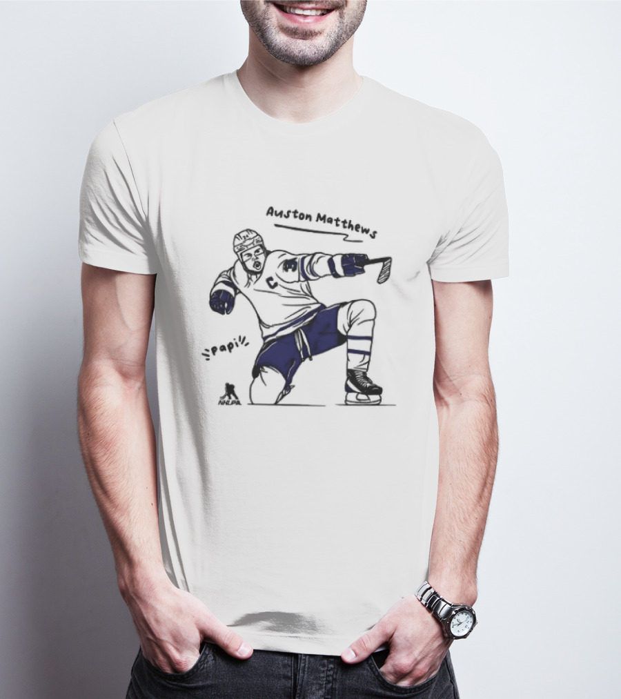 Auston Matthews Toronto Maple Leafs Hockey Papi Cartoon Deke Move Celebration T-Shirt