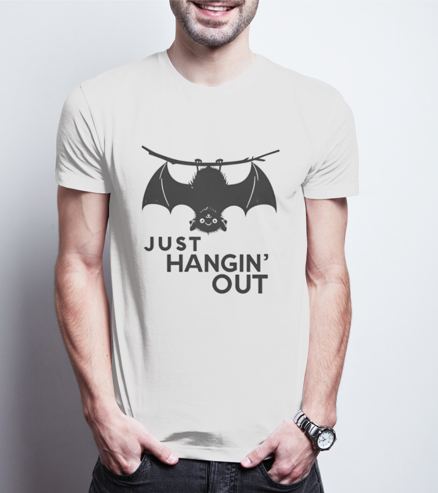 Just Hangin' Out Upside Down Bat Humor T-Shirt