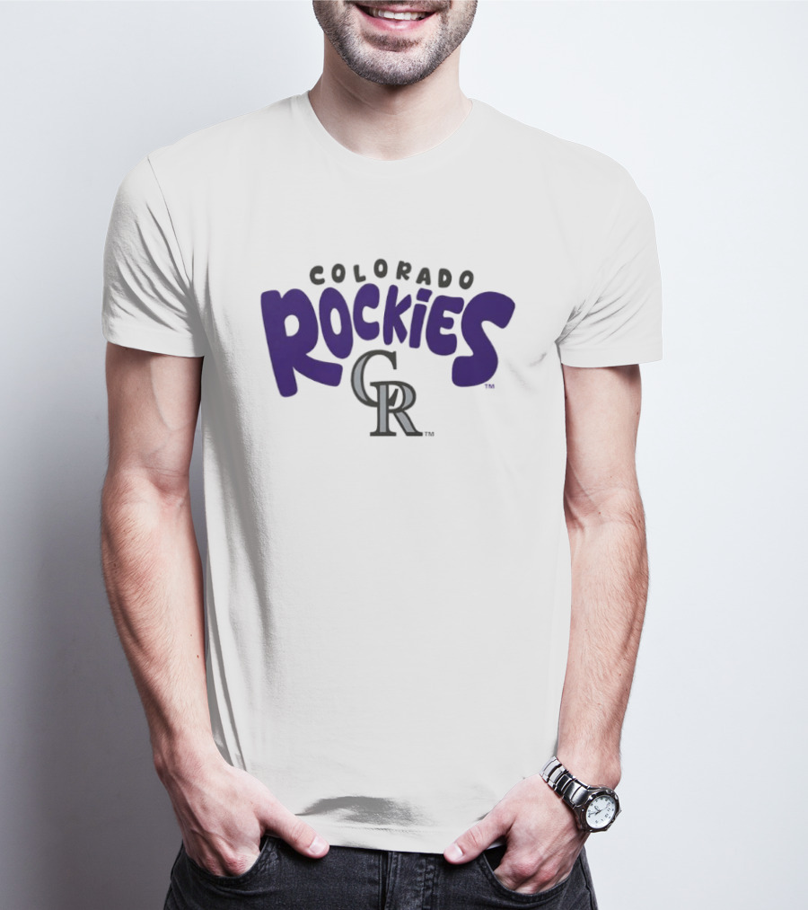 Colorado Rockies Bubble Text Crew Neck T-Shirt