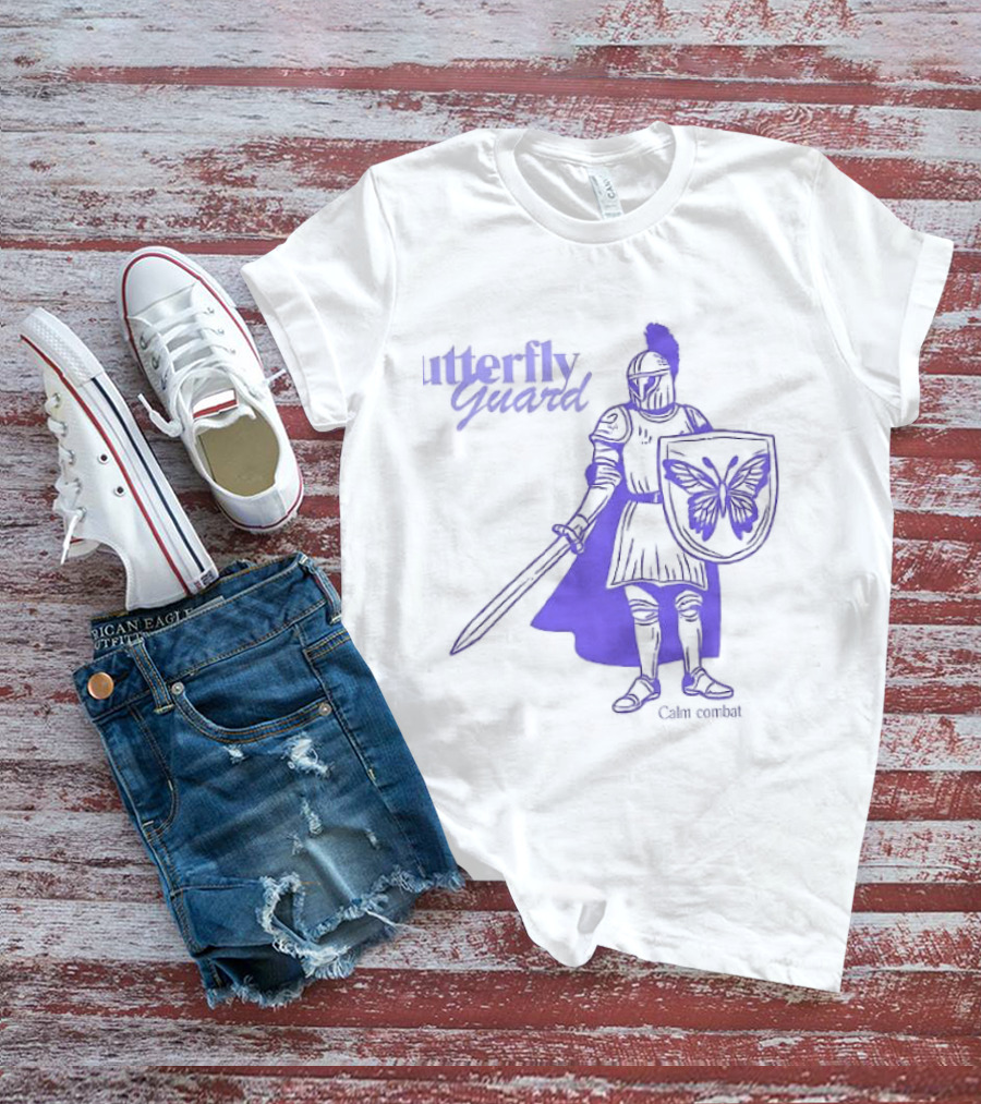 Butterfly Guard Calm Combat Knight With Shield And Sword T-Shirt
