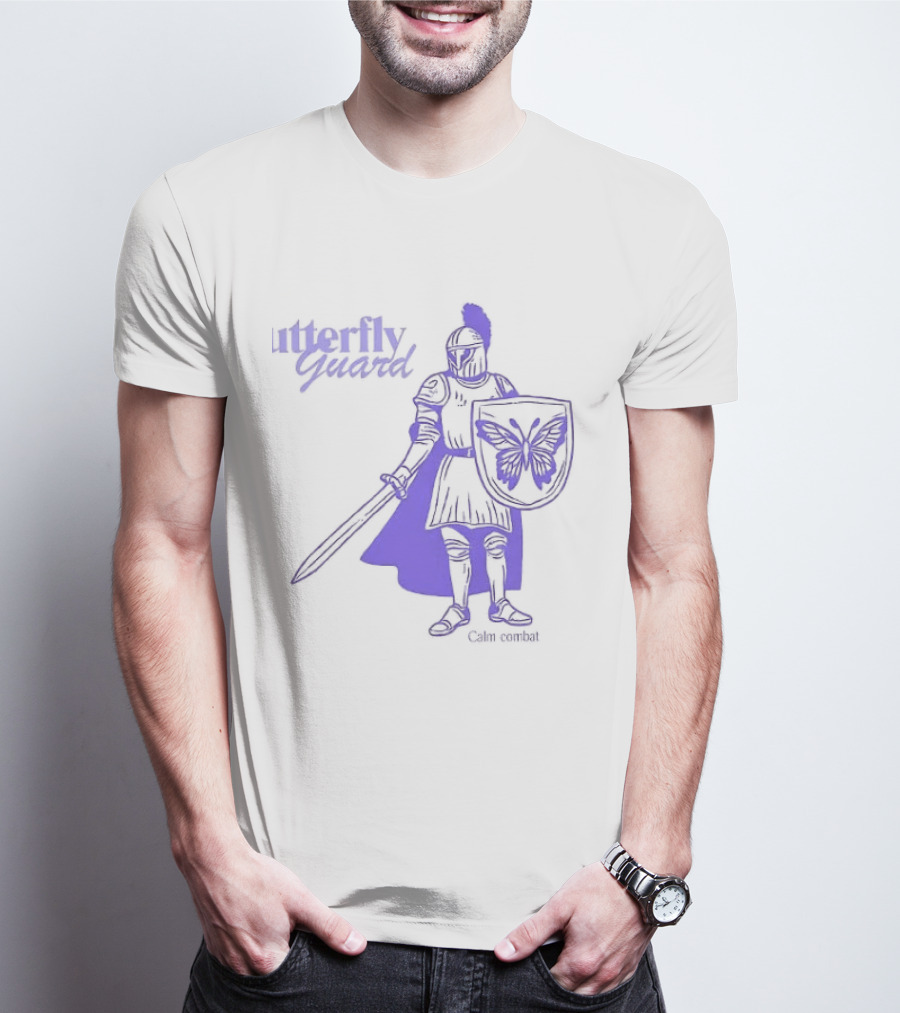Butterfly Guard Calm Combat Knight With Shield And Sword T-Shirt