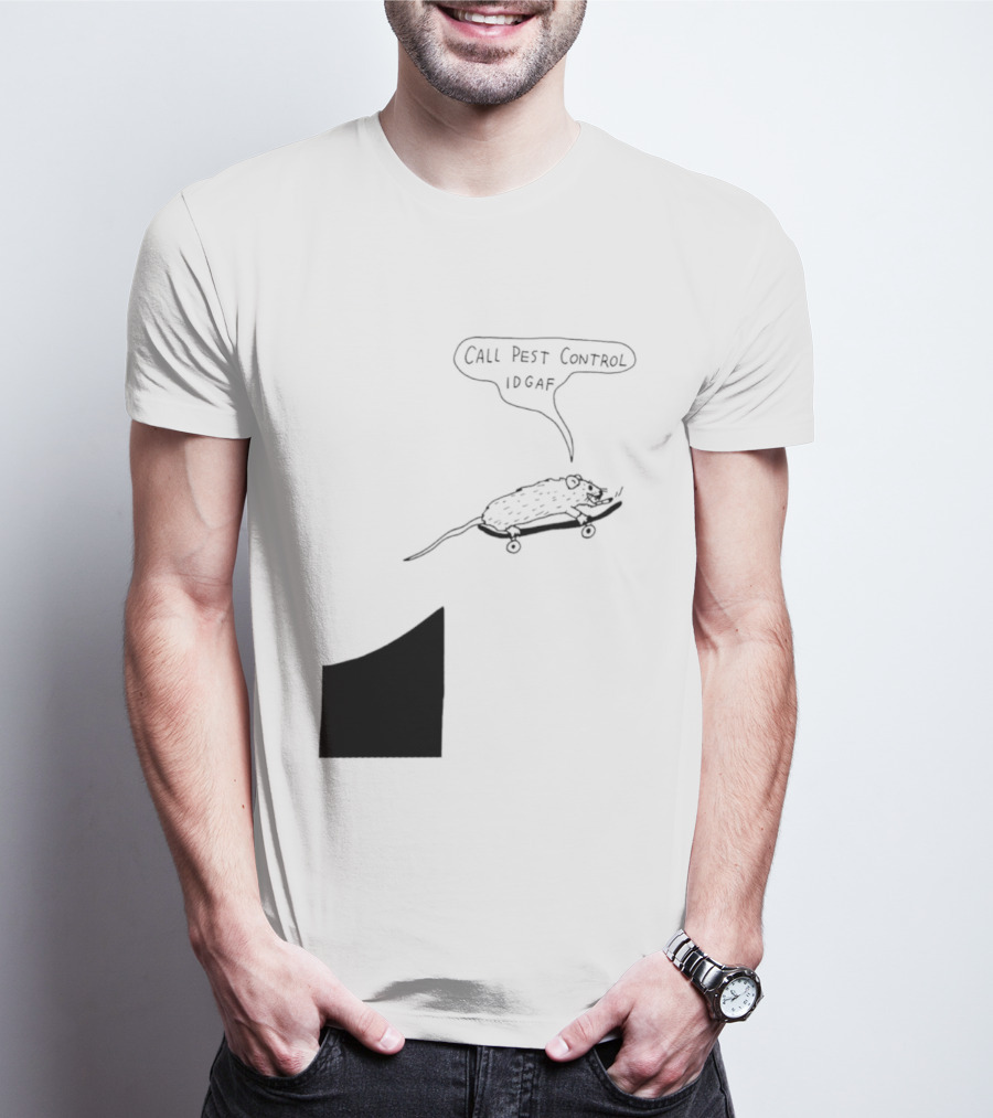 Call Pest Control IDGAF Rat On Skateboard T-Shirt