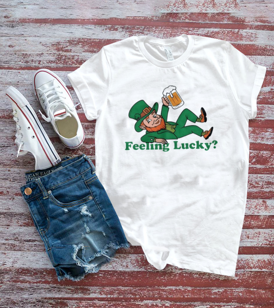 Feeling Lucky Leprechaun With Beer St Patrick's Day T-Shirt