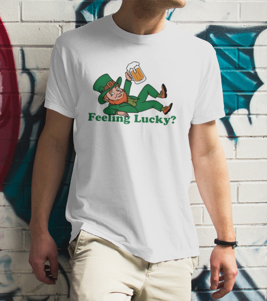 Feeling Lucky Leprechaun With Beer St Patrick's Day T-Shirt